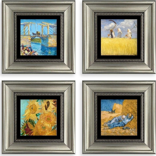 Van Gogh 4 Lü Set Çerçeveli Taş Tablo
