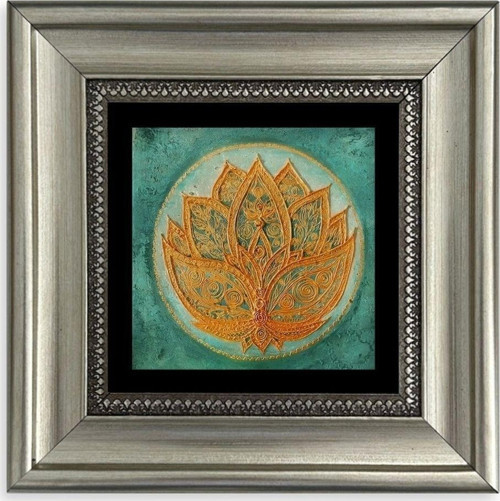 Lotus Çiçeği Çerçeveli Taş Tablo