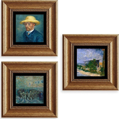 Van Gogh 3 Lü Set Çerçeveli Taş Tablo
