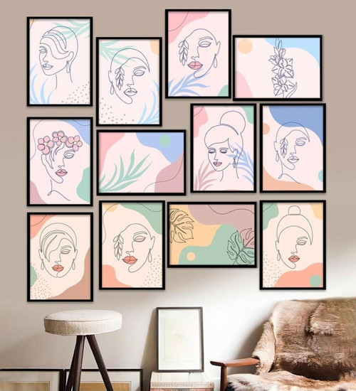 12 Parça Çerçeve Görünümlü Mdf Tablo Seti