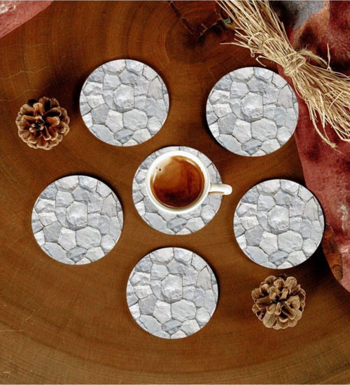 6 Adet Desenli Mdf Bardak Altlığı