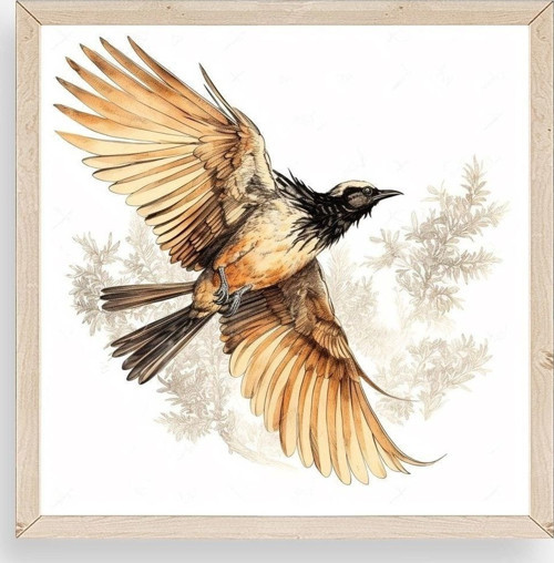Kuş Ahşap Çerçeveli Tablo
