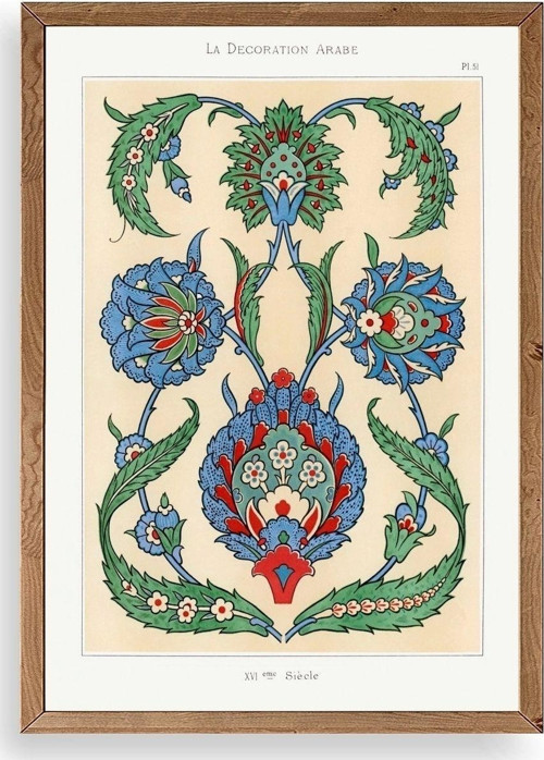 Çini Motif Pano Ahşap Çerçeveli Tablo