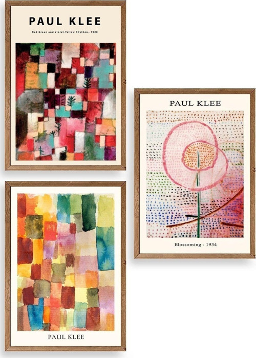 Paul Klee Üçlü Ahşap Çerçeveli Tablo