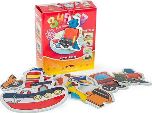 8742 Dıytoy Süper Renkli 5'I1 Kutuda Puzzle - Taşıtlar / 3+4+5+6+7 Parça Puzzle