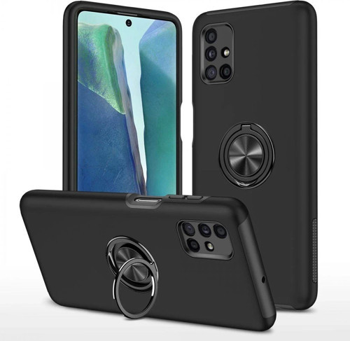 Galaxy M51 Kılıf Elit Yüzüklü Kapak - Siyah-(5796)