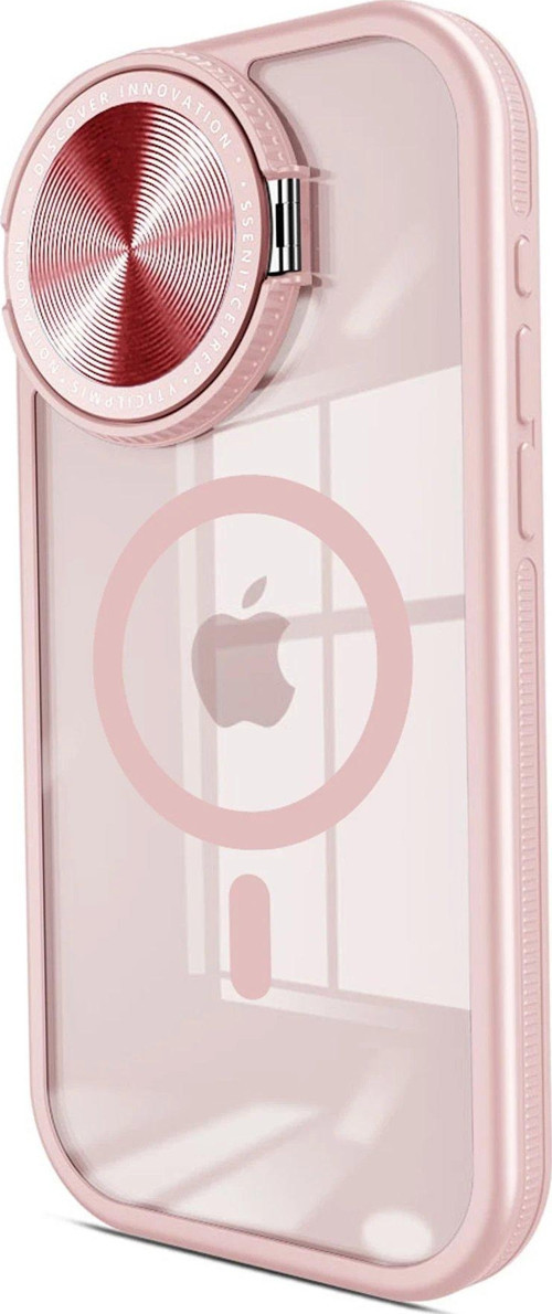 Iphone 14 Kılıf Teleskop Lens Magsafe Silikon Kapak - Pembe-(5796)