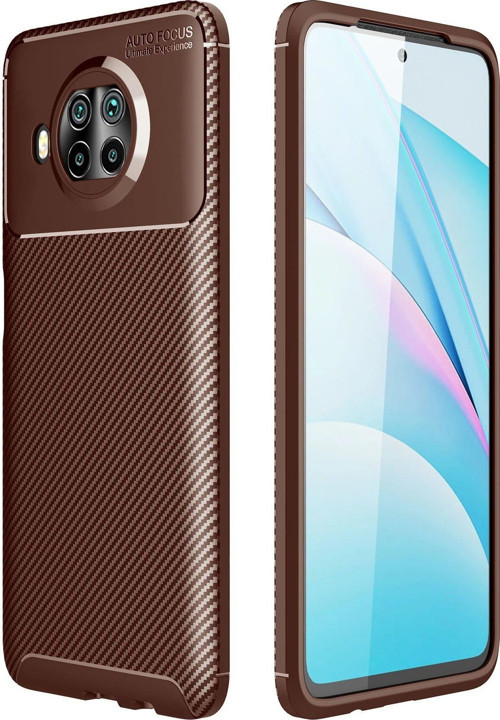 Mi 10T Lite Kılıf Auto Focus Karbon Kapak - Kahverengi-(5796)
