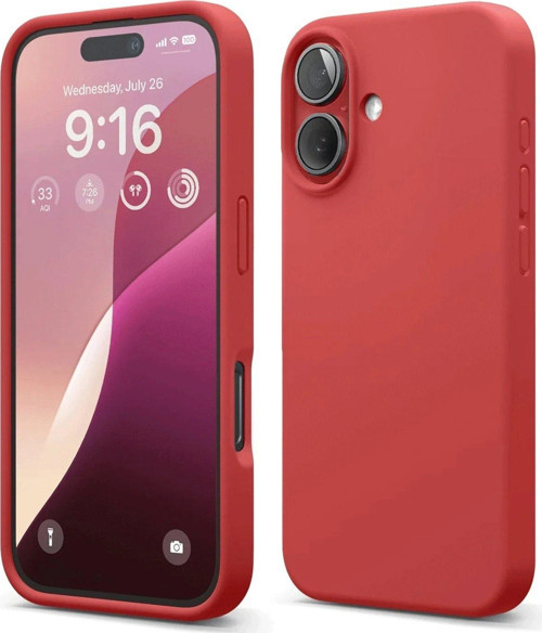 Iphone 16 Kılıf Nano Içi Kadife Silikon - Kırmızı-(5796)