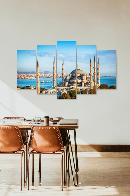 Camii Manzara 5 Parçalı Mdf Tablo