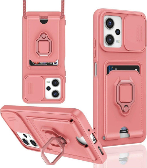 Poco X5 5G Kılıf Zuma Kartvizitli Yüzüklü Silikon - Pembe-(5796)
