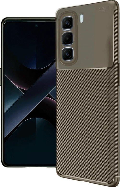 İnfinix Hot 50 4G Kılıf Auto Focus Karbon Kapak - Kahverengi-(5796)