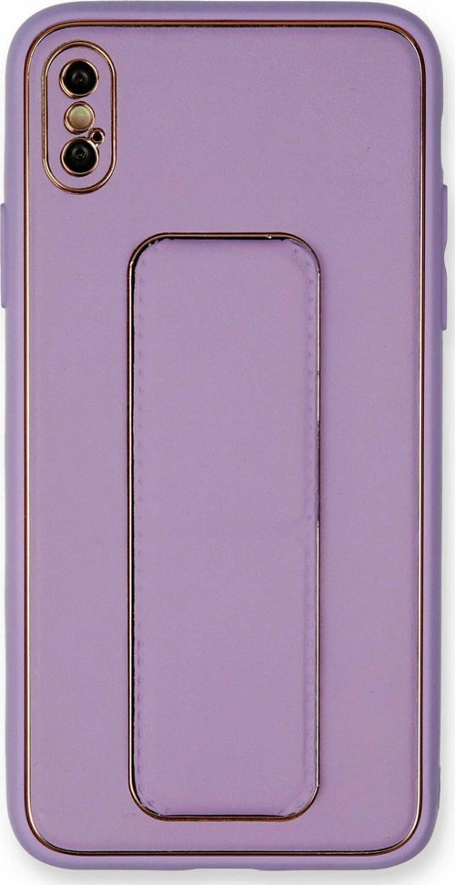 Iphone Xs Kılıf Coco Deri Standlı Kapak - Koyu Lila-(5796)