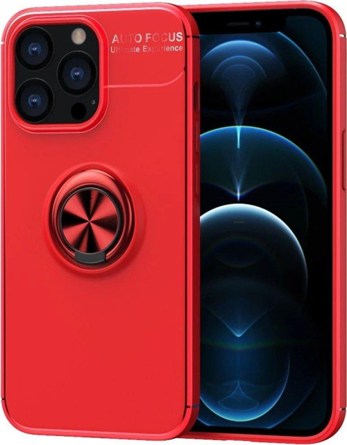 Iphone 13 Kılıf Range Yüzüklü Silikon - Kırmızı-(5796)