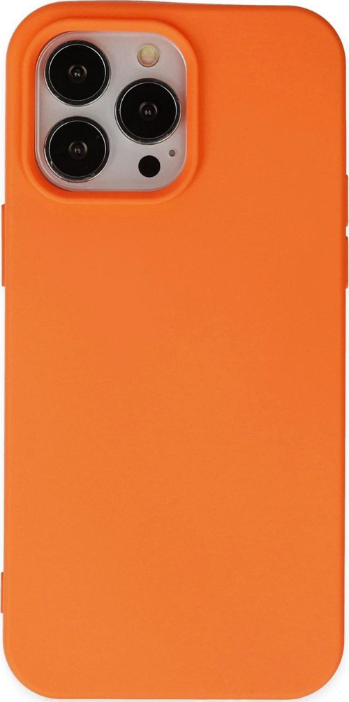 Iphone 15 Kılıf Nano Içi Kadife Silikon - Turuncu-(5796)