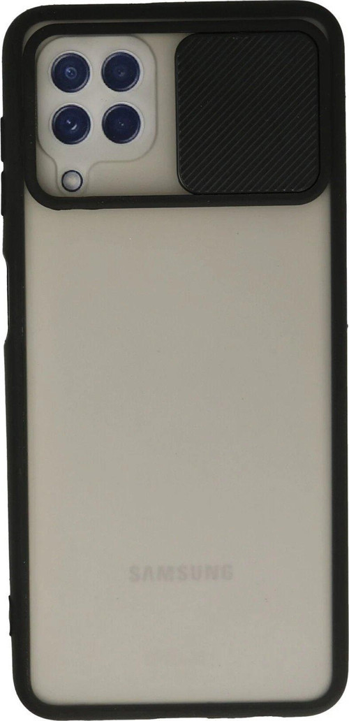 Galaxy A22 Kılıf Palm Buzlu Kamera Sürgülü Silikon - Siyah-(5796)
