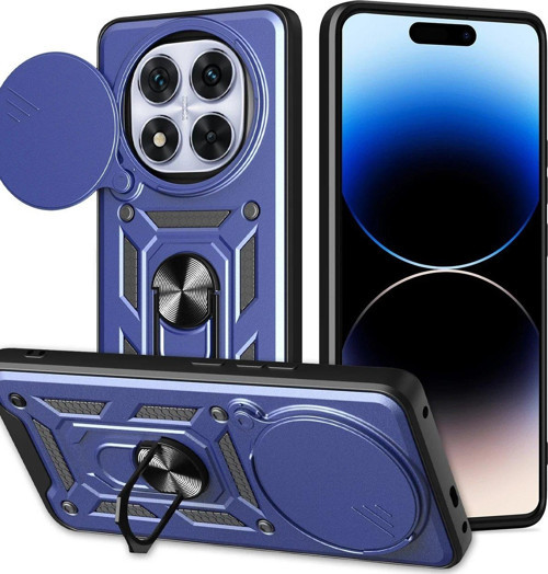 Redmi Note 14 Kılıf Pars Lens Yüzüklü Silikon - Lacivert-(5796)