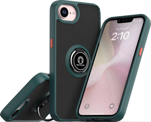 Iphone 16E Kılıf Montreal Yüzüklü Silikon Kapak - Yeşil-(5796)