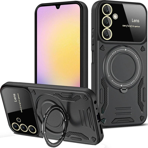Galaxy A54 5G Kılıf Joy Lens Standlı Kapak - Siyah-(5796)