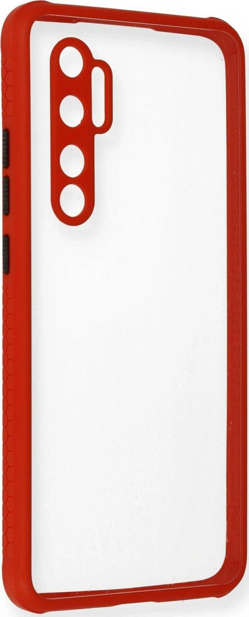 Mi Note 10 Lite Kılıf Miami Şeffaf Silikon - Kırmızı-(5796)
