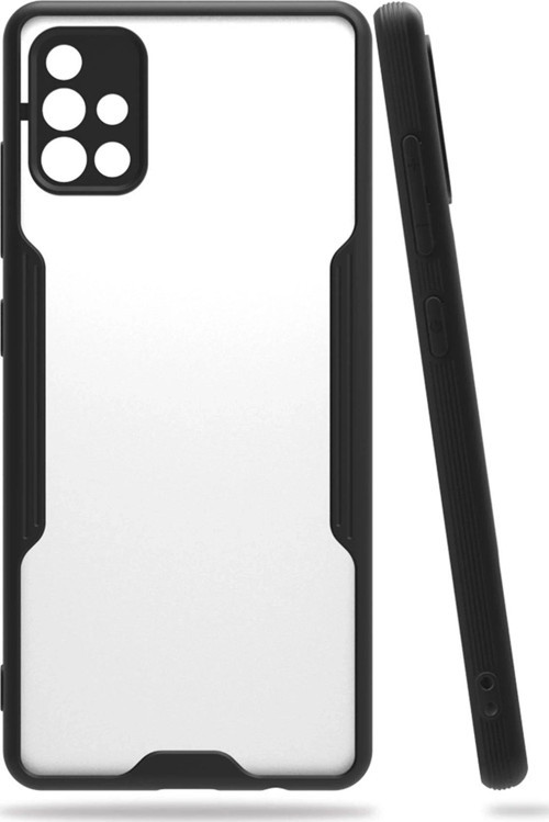 Galaxy A71 Kılıf Platin Silikon - Siyah-(5796)