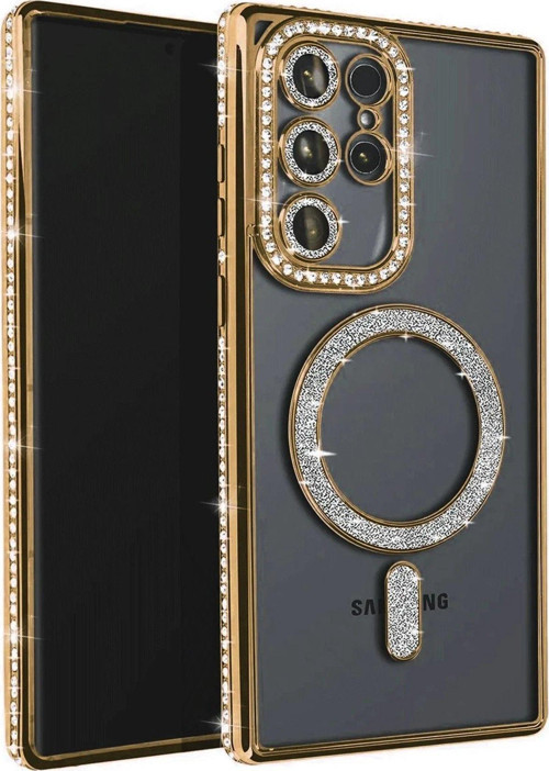 Galaxy S23 Joke Simli Magneticsafe Kılıf - Gold-(5796)