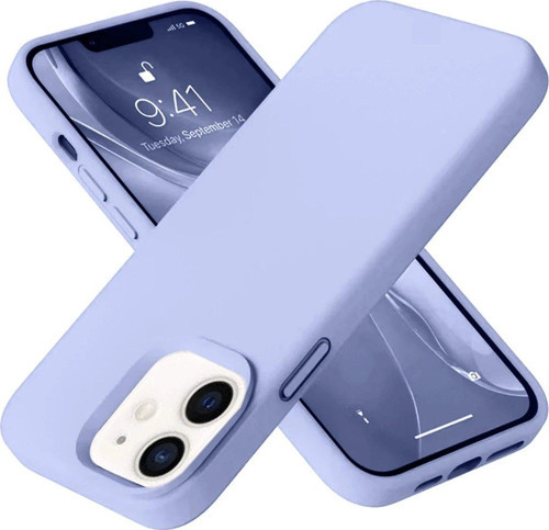 Iphone 12 Kılıf Nano Içi Kadife Silikon - Lila-(5796)