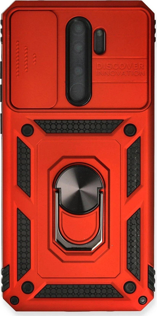 Redmi Note 8 Kılıf Pars Lens Yüzüklü Silikon - Kırmızı-(5796)