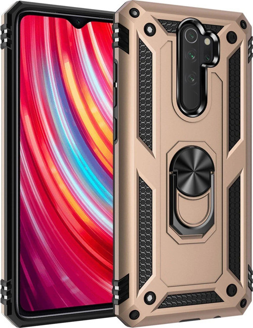 Redmi Note 8 Kılıf Sofya Yüzüklü Silikon Kapak - Gold-(5796)