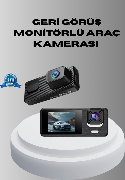 Park Modlu 3 Kameralı Araç Kayıt Cihazı 1080P Ön Kamera 2’’ Ekran