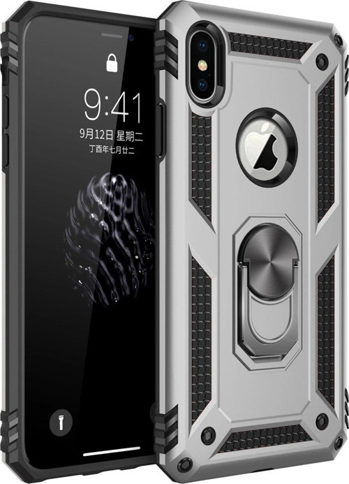 Iphone X Kılıf Sofya Yüzüklü Silikon Kapak - Gümüş-(5796)