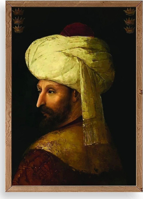 Fatih Sultan Mehmet Ahşap Çerçeveli Tablo