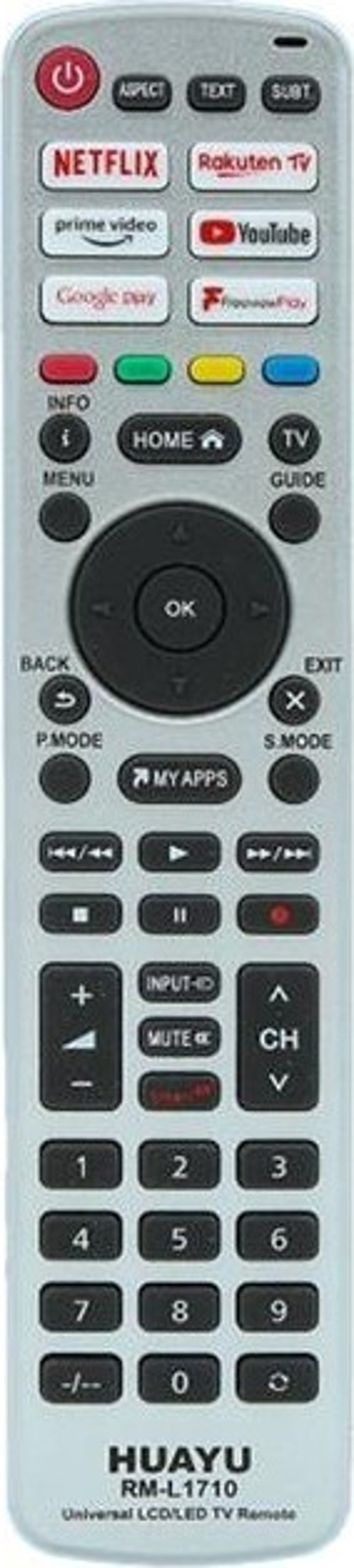 Huayu Rm-L1710 Unıversal Netflıx-Prıme Vıdeo-Youtube-Rakuten Tv-Google Play Tuşlu Lcd Led Tv Kumanda