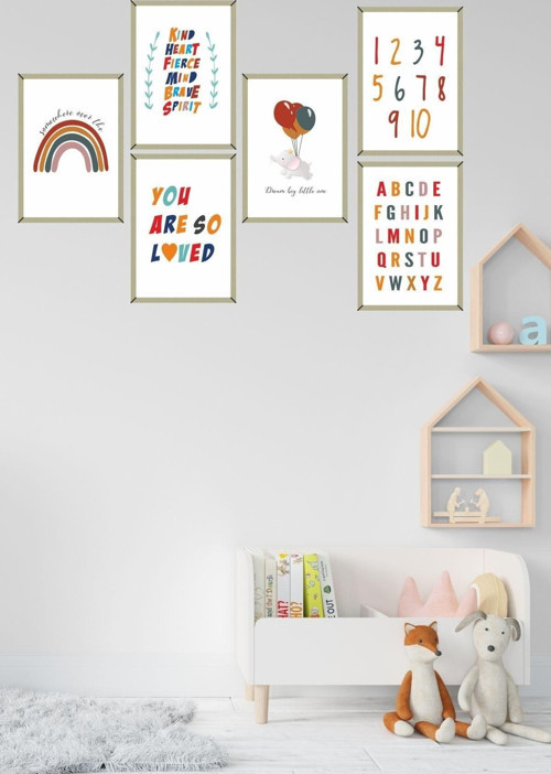 6'Lı Çerçeve Görünümlü Çocuk Odası Fil Model Mdf Tablo