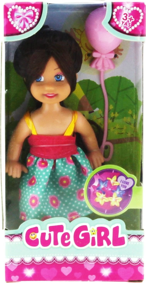 Cute Girl Pembe Balonlu Kumral Mini Bebek