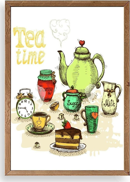 Çay Vakti Ahşap Çerçeveli Tablo