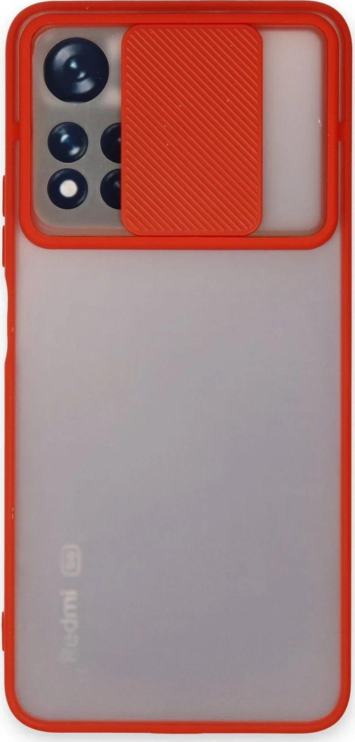 Redmi Note 11T Kılıf Palm Buzlu Kamera Sürgülü Silikon - Kırmızı-(5796)