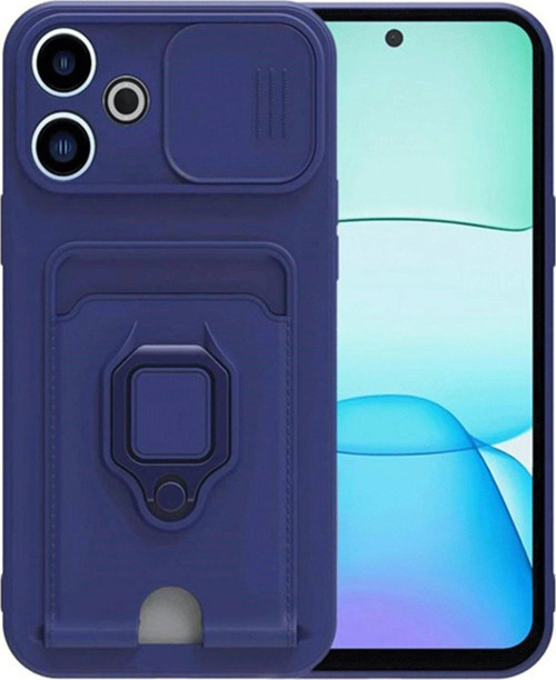 Redmi 13 4G Kılıf Zuma Kartvizitli Yüzüklü Silikon - Lacivert-(5796)
