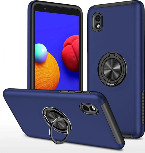 Galaxy A01 Core Kılıf Elit Yüzüklü Kapak - Lacivert-(5796)
