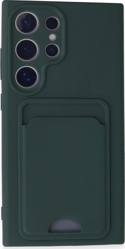 Galaxy S24 Kılıf Kelvin Kartvizitli Silikon - Koyu Yeşil-(5796)