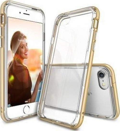 Frame iPhone 7 ile Uyumlu Çerçeveli Bumper Kılıf Royal Gold