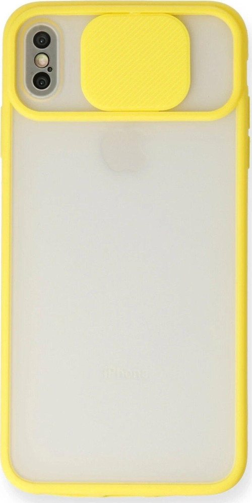 Iphone X Kılıf Palm Buzlu Kamera Sürgülü Silikon - Sarı-(5796)