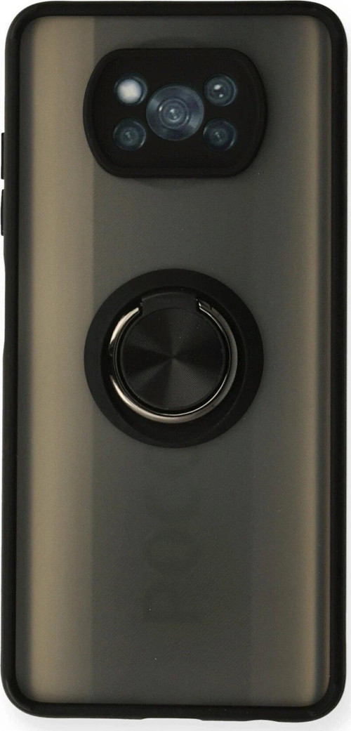 Pocophone X3 Kılıf Montreal Yüzüklü Silikon Kapak - Siyah-(5796)