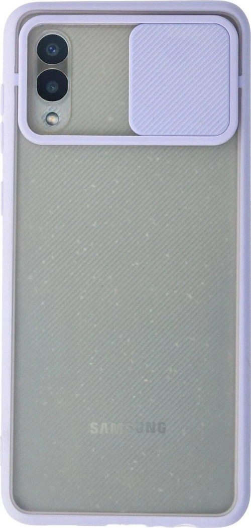 Galaxy A02 Kılıf Palm Buzlu Kamera Sürgülü Silikon - Lila-(5796)