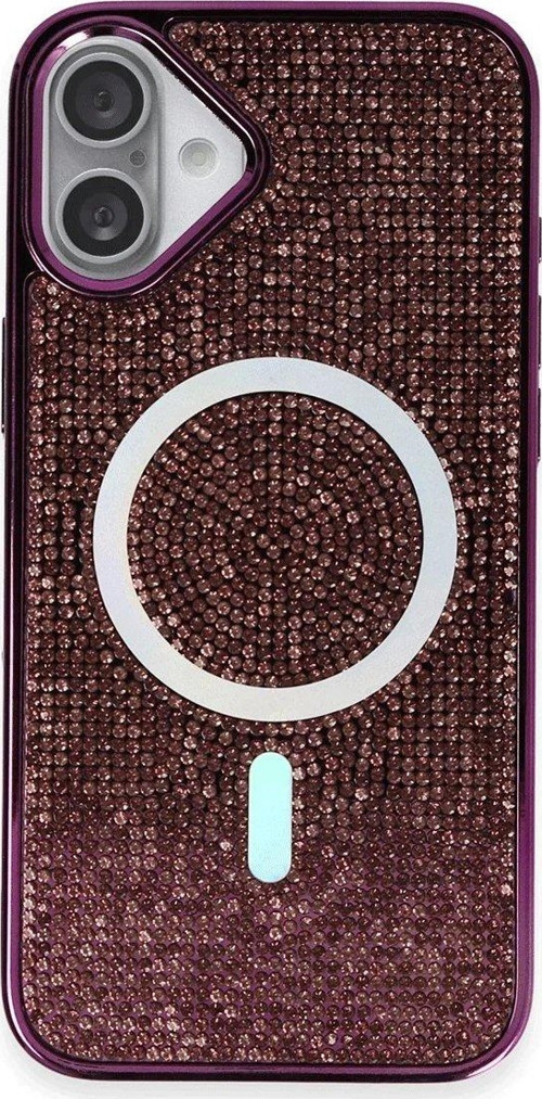 Iphone 16 Kılıf Diamond Magsafe Kapak - Derin Mor-(5796)