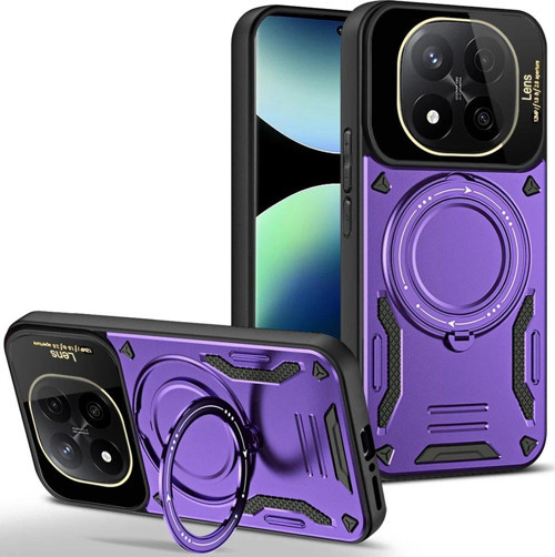 Redmi Note 14 Kılıf Joy Lens Standlı Kapak - Mor-(5796)