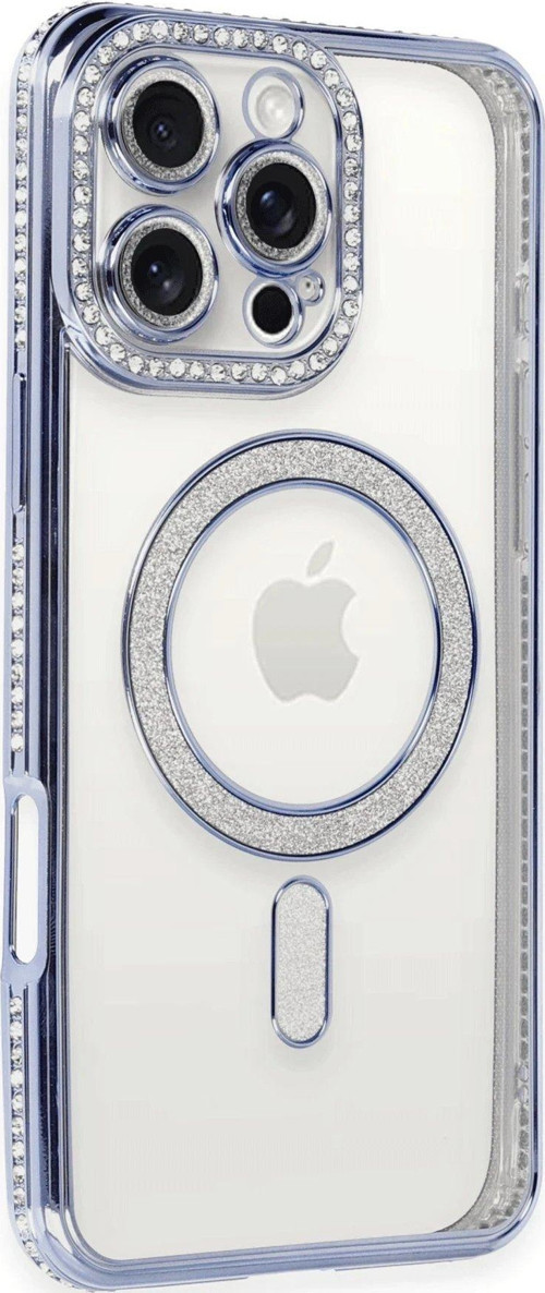 Iphone 16 Kılıf Joke Simli Magneticsafe Kılıf - Mavi-(5796)