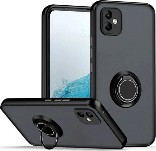 Galaxy A06 Kılıf Montreal Yüzüklü Silikon Kapak - Siyah-(5796)