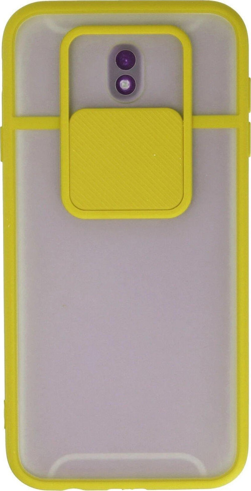 Galaxy J7 / J730 Kılıf Palm Buzlu Kamera Sürgülü Silikon - Sarı-(5796)