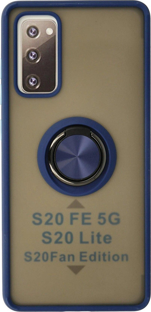Galaxy S20 Fe Kılıf Montreal Yüzüklü Silikon Kapak - Lacivert-(5796)